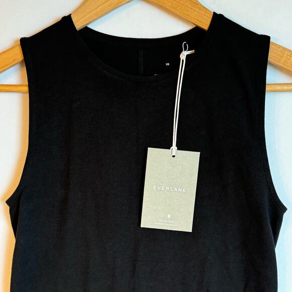 Everlane The Supima Form Stretch Tank Size Extra Small Black High Neck NWT - Picture 4 of 11